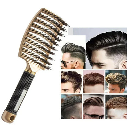 Hair Brush Scalp Massage Comb Hairbrush Boar Bristle Nylon Women Wet Curly Detangle Hair Brush Salon Hairdressing Styling Tool - KHOY