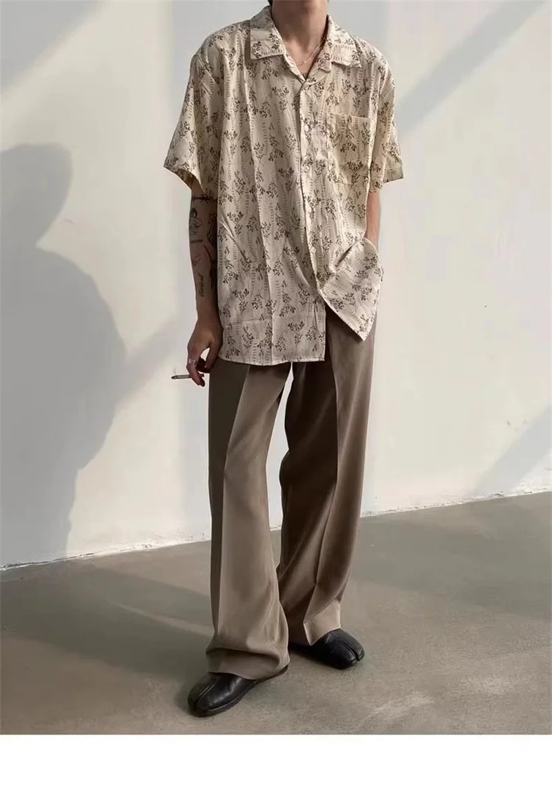 Hawaiian Shirt for Men Small Flower Cuba Collar Vintage Holiday Beach Couple Clothing Male Top Summer 2024 - KHOY