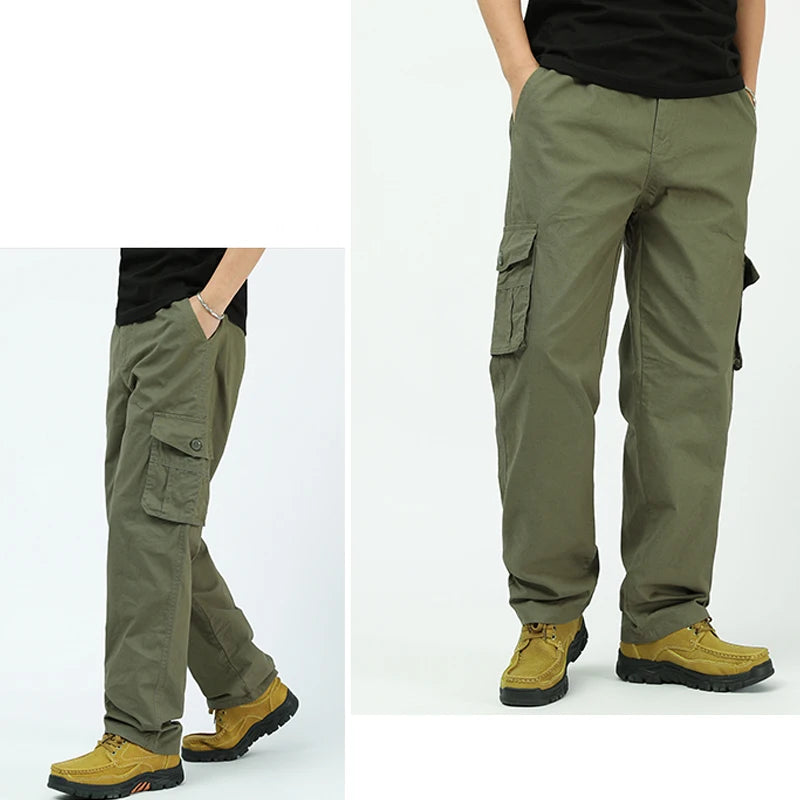 Mens Cargo Pants Cotton Casual Pants Summer Spring Cotton Work Wear Climbing Joggers Sweatpants Hombre Autumn Trousers - KHOY