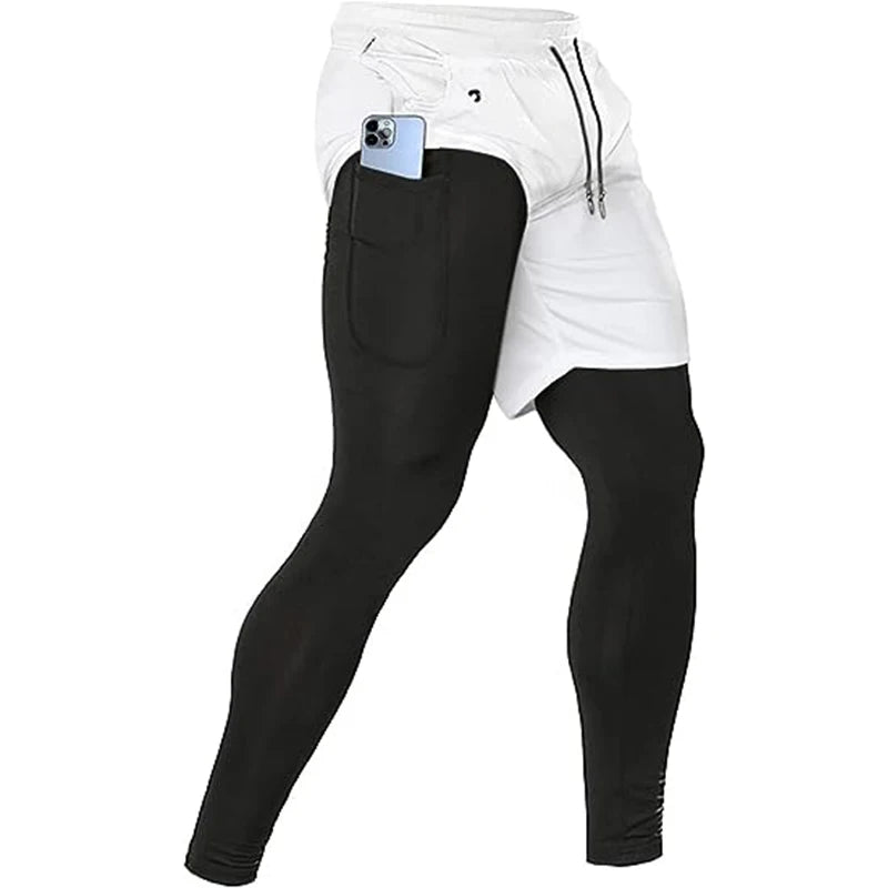 Men's Sport Pants 2 in1 Training Athletic Tracksuits Sportswear Workout Male Jogging Trousers Gym Fitness Running Pants Men - KHOY