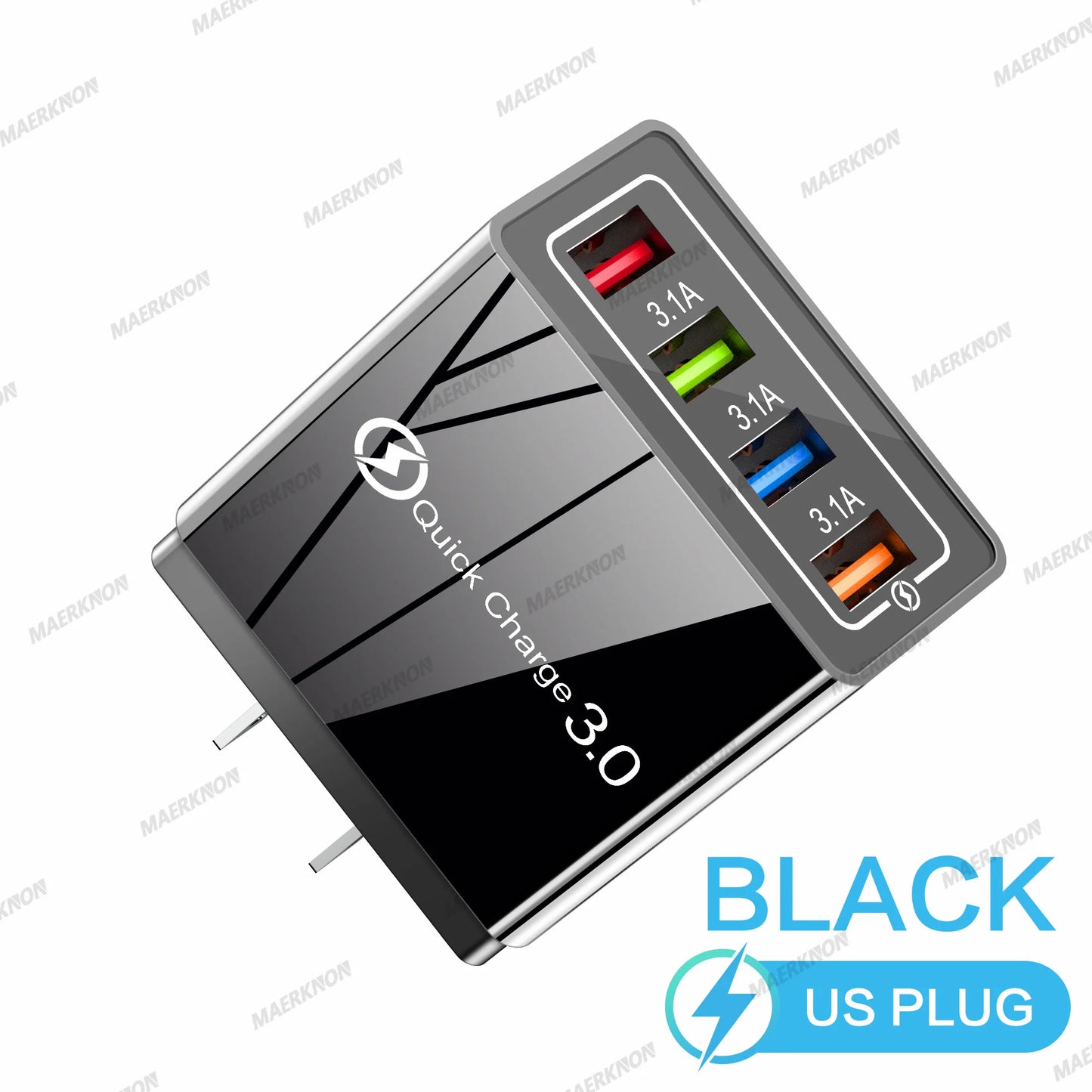 3A USB Charger 4 Ports USB Quick Charge 3.0 EU US Plug For iPhone Samsung Xiaomi Poco Fast Charging Mobile Phone Charger Adapter - KHOY