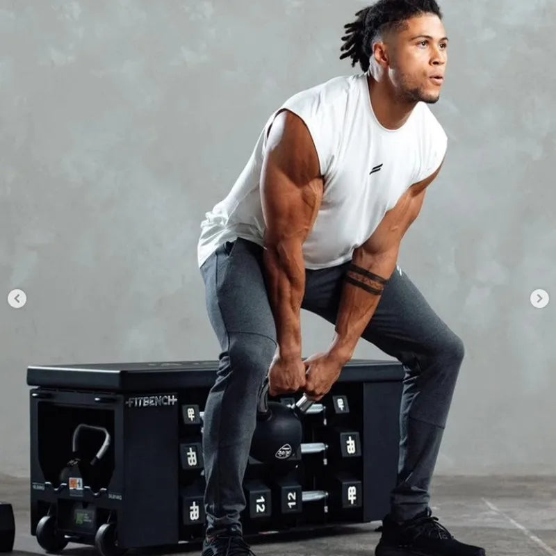 Summer Fitness Sports Tank Top Men's Breathable Loose Fit Training Sleeveless T-shirt Quick Drying vest male Fitness Clothing - KHOY