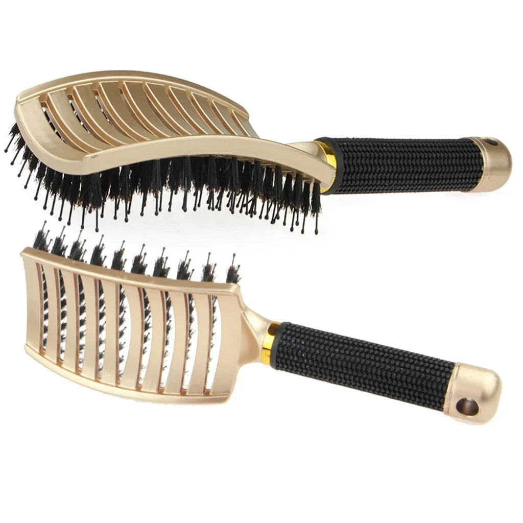 Hair Brush Scalp Massage Comb Hairbrush Boar Bristle Nylon Women Wet Curly Detangle Hair Brush Salon Hairdressing Styling Tool - KHOY