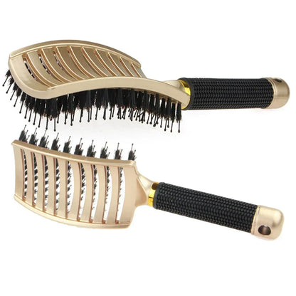 Hair Brush Scalp Massage Comb Hairbrush Boar Bristle Nylon Women Wet Curly Detangle Hair Brush Salon Hairdressing Styling Tool - KHOY