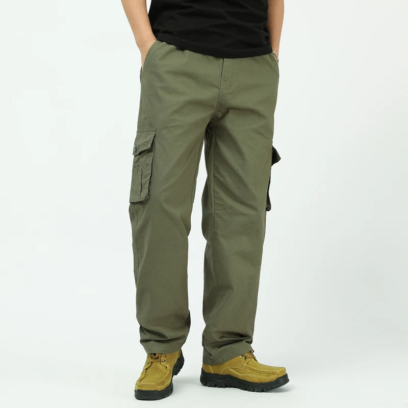 Mens Cargo Pants Cotton Casual Pants Summer Spring Cotton Work Wear Climbing Joggers Sweatpants Hombre Autumn Trousers - KHOY