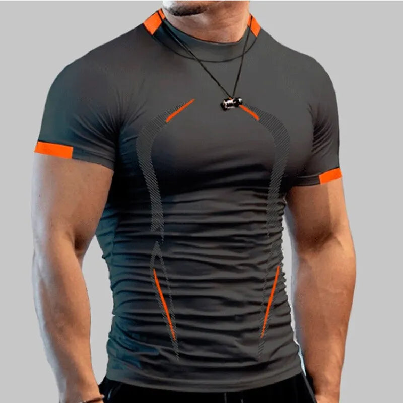 Men New Compression Shirt Men Fitness Gym Super Hero Sport Running T-Shirt Fitness Training Breathable Quick Dry Short Sleeve - KHOY