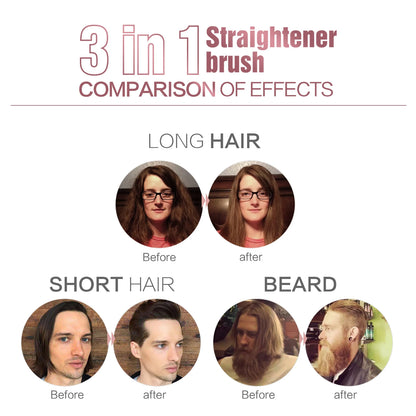 Hot Comb Straightener Heating Comb For Men Beard Electric Negative Ion Hair Straightening Brush Wet Dry Use Quick Hair Styler - KHOY