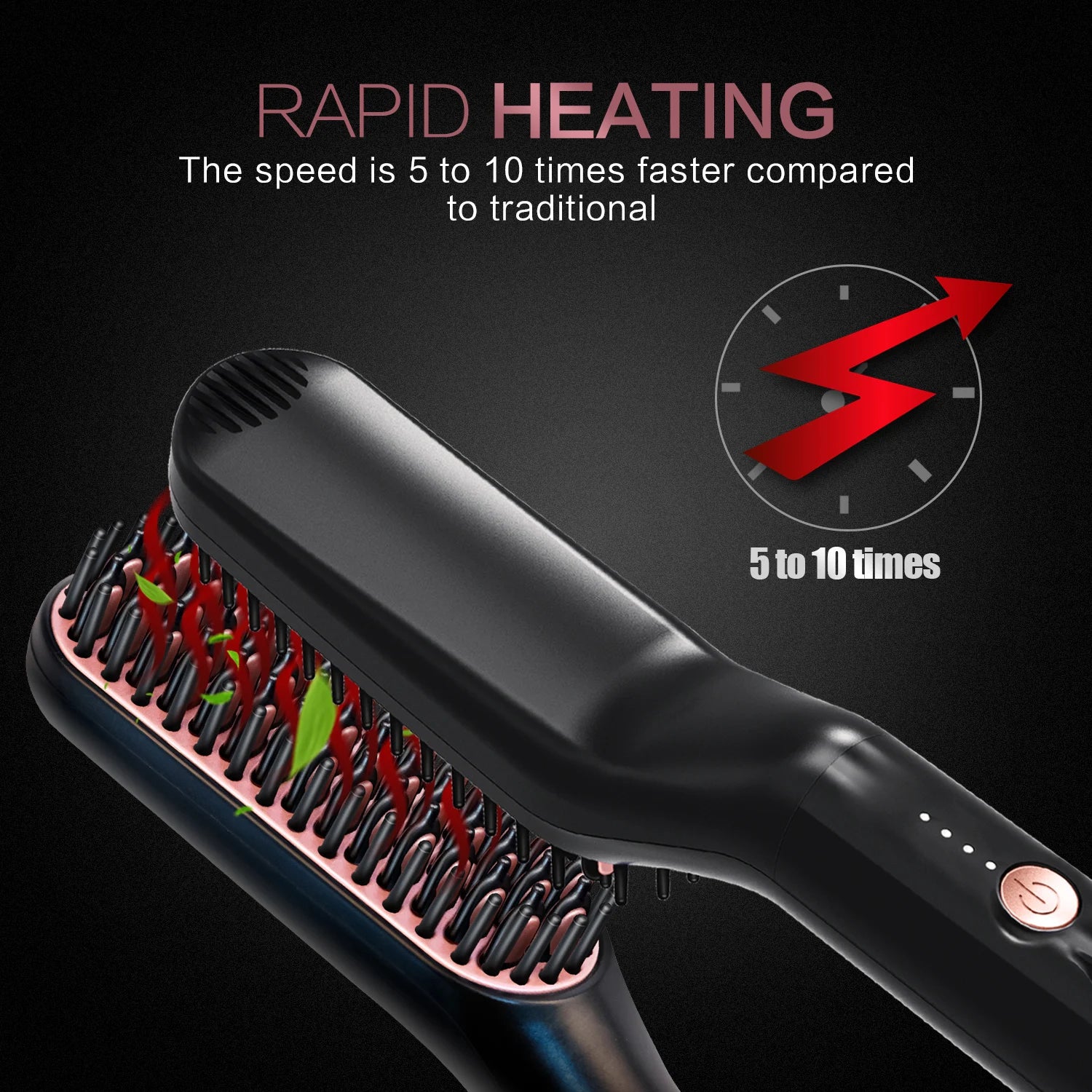 Hot Comb Straightener Heating Comb For Men Beard Electric Negative Ion Hair Straightening Brush Wet Dry Use Quick Hair Styler - KHOY