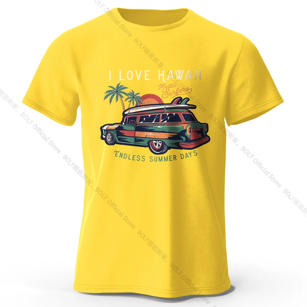 Hawaiian Holiday Printed Unisex Men Women T-Shirt Tees Tops 100% Cotton Aloha Flower Graphic Luau Party Outfit - KHOY