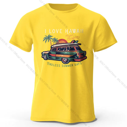 Hawaiian Holiday Printed Unisex Men Women T-Shirt Tees Tops 100% Cotton Aloha Flower Graphic Luau Party Outfit - KHOY