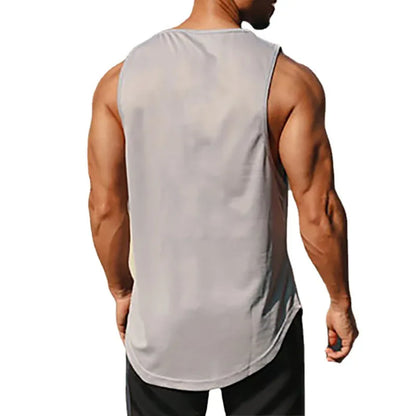 Summer Men's Gym Tank Top Fitness Training Clothing Quick-drying Loose Bodybuilding Sleeveless Shirt Men Fashion Basketball Vest - KHOY