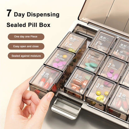 Portable Weekly 7 Days Pill Case Colorful Design Stackable 3/4 Times a Day Medicine Storage Dispenser/Plastic Pill Organizer Box - KHOY