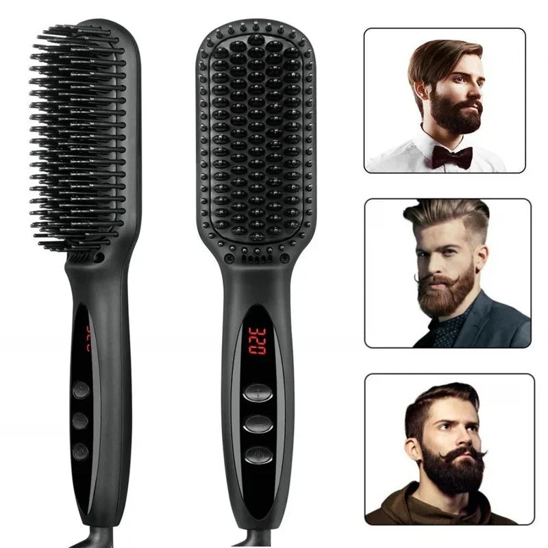 Electric Beard Comb Hair Straightener Brush Hot Hair Brushes Straightener Hair Anti-scalding Ceramic Beard Straightening Brush - KHOY