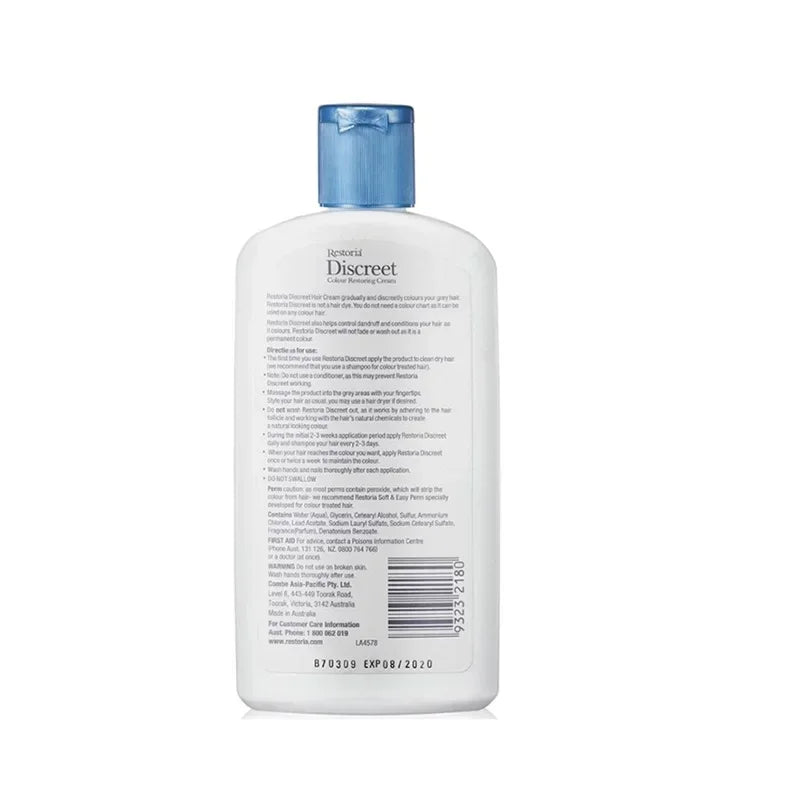 250ml Restoria Discreet Colour Restoring Cream,Grey Hair Treatment Reduce Grey Hair Care - Suitable for Men Women Shampoo - KHOY