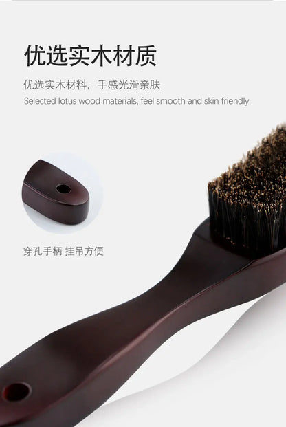 Men Beard Brush Wood Handle Boar Bristle Moustache Cleaning Brush Hairdressing Anti Static Barber Hair Styling Comb Tool - KHOY