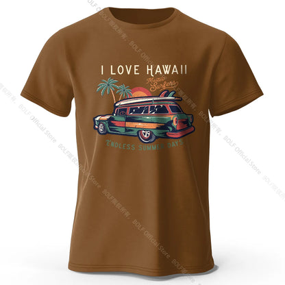 Hawaiian Holiday Printed Unisex Men Women T-Shirt Tees Tops 100% Cotton Aloha Flower Graphic Luau Party Outfit - KHOY
