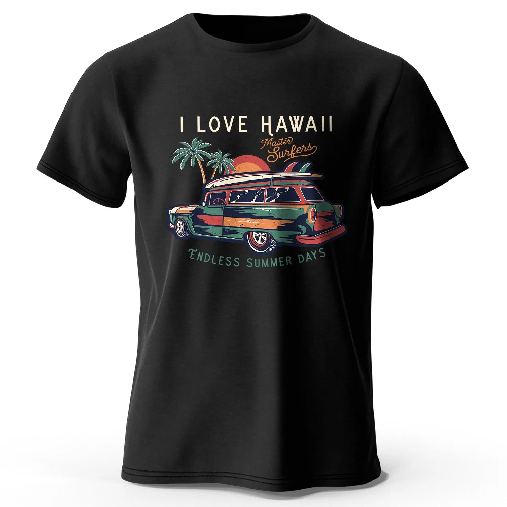 Hawaiian Holiday Printed Unisex Men Women T-Shirt Tees Tops 100% Cotton Aloha Flower Graphic Luau Party Outfit - KHOY
