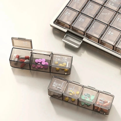 Portable Weekly 7 Days Pill Case Colorful Design Stackable 3/4 Times a Day Medicine Storage Dispenser/Plastic Pill Organizer Box - KHOY