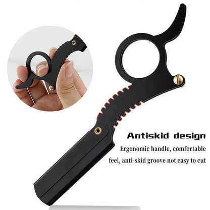Barber Manual Razor Straight Edge Haircut Beard Eyebrow Shaver Men Depilation Razor Hairdresser Trimming Blades Replaceable - KHOY