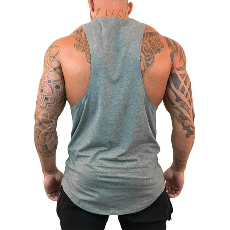 Red Spider Printed Running Tank Tops Gym Fitness Cotton Breathable Sleeveless T-Shirt Mens Bodybuilding Loose Training Clothing - KHOY