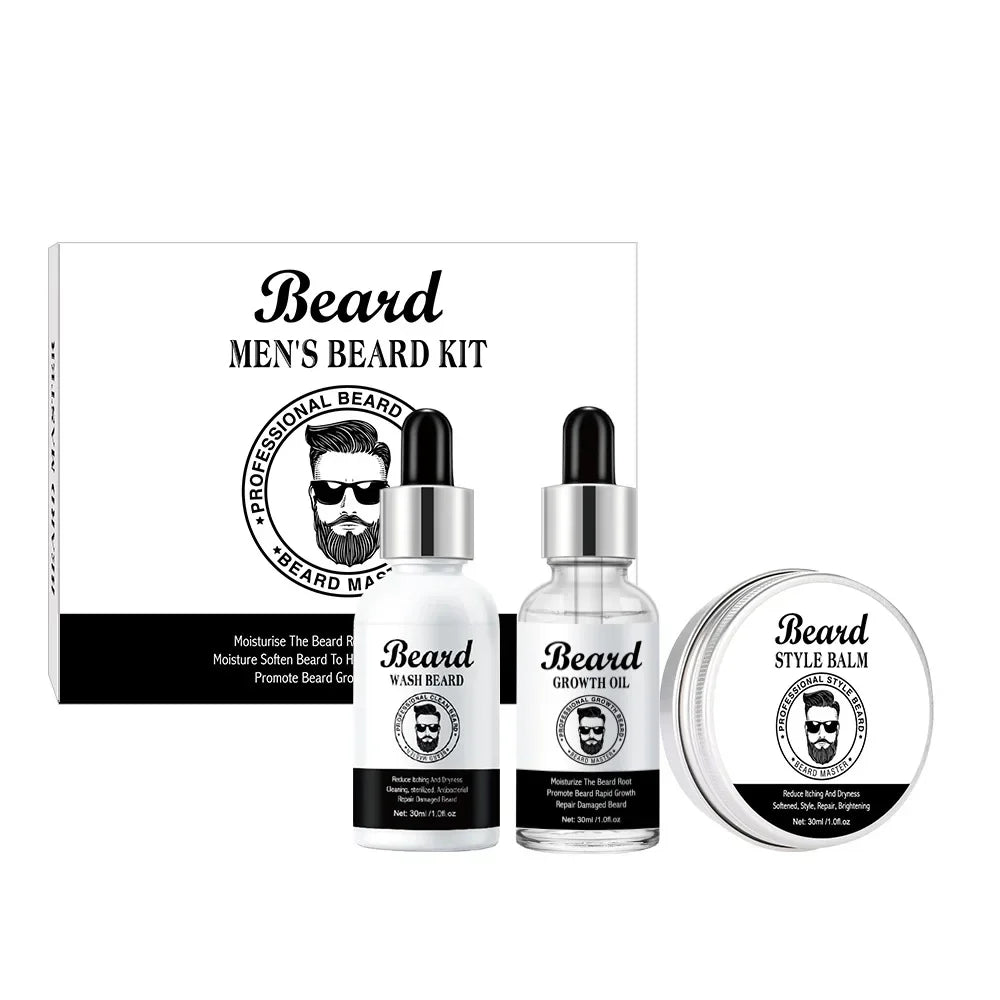 Men's Beard Kit Soft smooth And Easy To Take Care Of Natural Oils Brighten And Nourish Promote Growth Relieve Itching Of Beard - KHOY