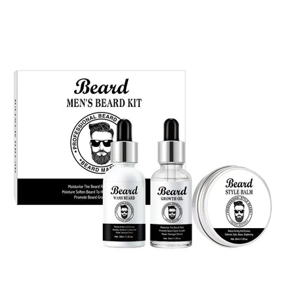 Men's Beard Kit Soft smooth And Easy To Take Care Of Natural Oils Brighten And Nourish Promote Growth Relieve Itching Of Beard - KHOY