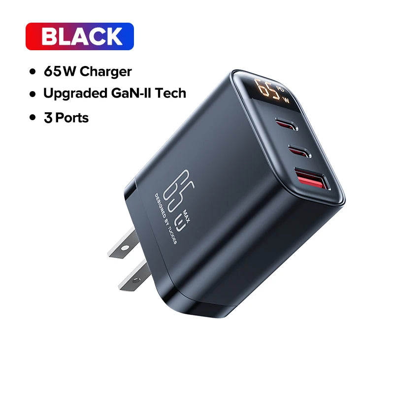 Tuodes 45w GaN Charger PPS PD USB Type C Fast Charging QC4.0 Quick Charge For iPhone 16 Macbook Air Tablet Samsung Xiaomi Laptop - KHOY