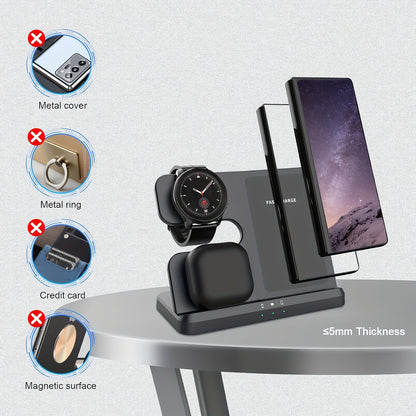 Wireless Charger 3 In 1 Charging Station For Samsung S24 S23 S22 S21 S20 Ultra FE/Note 20 10 9/Z Flip Fold Series, Galaxy Watch6/ 5 Pro/5/4/3/Active 2/1, Buds+/Pro/Live, Wireless Charging Station Wireless Charger Stand For Ph - KHOY