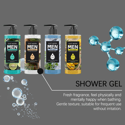 MEN'S Shower Gel Series, 100ml, Deep Cleansing & Long-Lasting Fragrance, Moisturizing, Formaldehyde-Free, Coconut Scented with Peppermint, Lavender & Coconut Oil, Suitable for All Skin Types, Body Use - KHOY