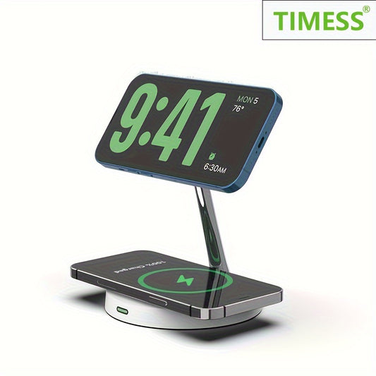 TIMESS-4 In 1 Magnetic Wireless Charger Station For IPhone15 14 13 Airpods 3/2/Pro, With Night Light For IWatch Series9/ 8/7/6/SE, Wireless Charging Station For Multiple Devices - KHOY