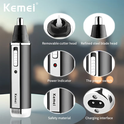Kemei 4-in-1 Professional Grooming Kit, USB Rechargeable Nose & Ear Hair Trimmer, Beard and Eyebrow Razor, Men'S Personal Care Tools with Nickel Battery, ����������ï¿