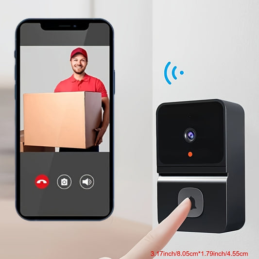 1pc Smart WiFi Doorbell Camera with Built-in Battery, Wireless Security Camera with 2-Way Audio, Night Vision, USB Rechargeable, App Control, 2.4G WiFi, Compact Design for Home Security & Front Door Monitoring, Wireless Doorb - KHOY