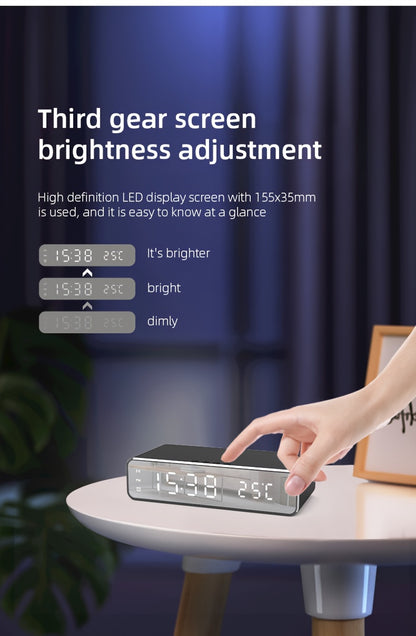 Wireless Charger Time Alarm Clock LED Digital Thermometer Earphone Phone Chargers Fast Charging Dock Station For IPhone 15, 14, 13, 12, Samsung - KHOY