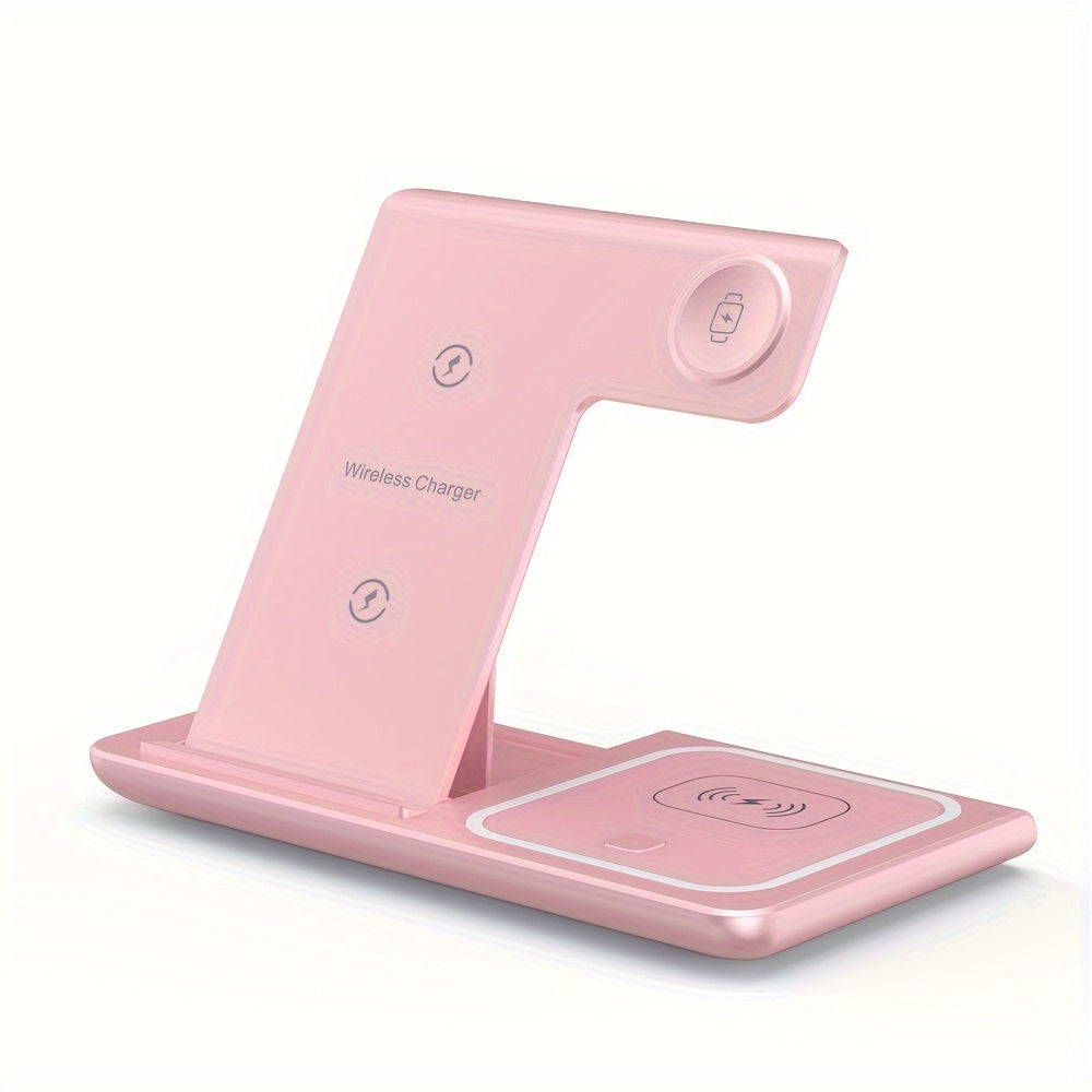 3 In 1 Fast Charging Station, Folding Wireless Charger Stand For IPhone 14, 13, 12, 11/Pro/Max/Mini/Plus, X, XR, XS/Max, SE, 8/Plus, For IWatch 1-8, For Airpods 3/2/Pro - KHOY