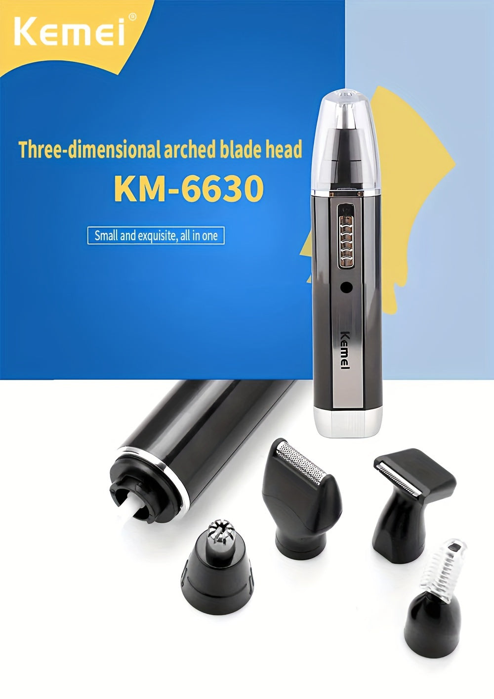 Kemei 4-in-1 Professional Grooming Kit, USB Rechargeable Nose & Ear Hair Trimmer, Beard and Eyebrow Razor, Men'S Personal Care Tools with Nickel Battery, ����������ï¿