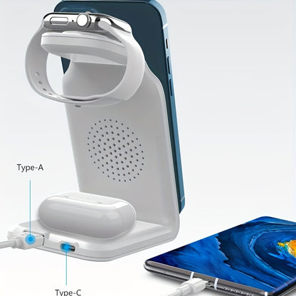 TIMESS-Charger Station For IPhone Multiple Devices, 3 In 1 Fast Wireless Charger Stand Dock Stand For IPhone 15 14 13 12 11 Pro X XS 8 Plus, For IWatch Series 9 8 7 6 SE 5 4 3 2 & For AirPods 3/2/Pro - KHOY