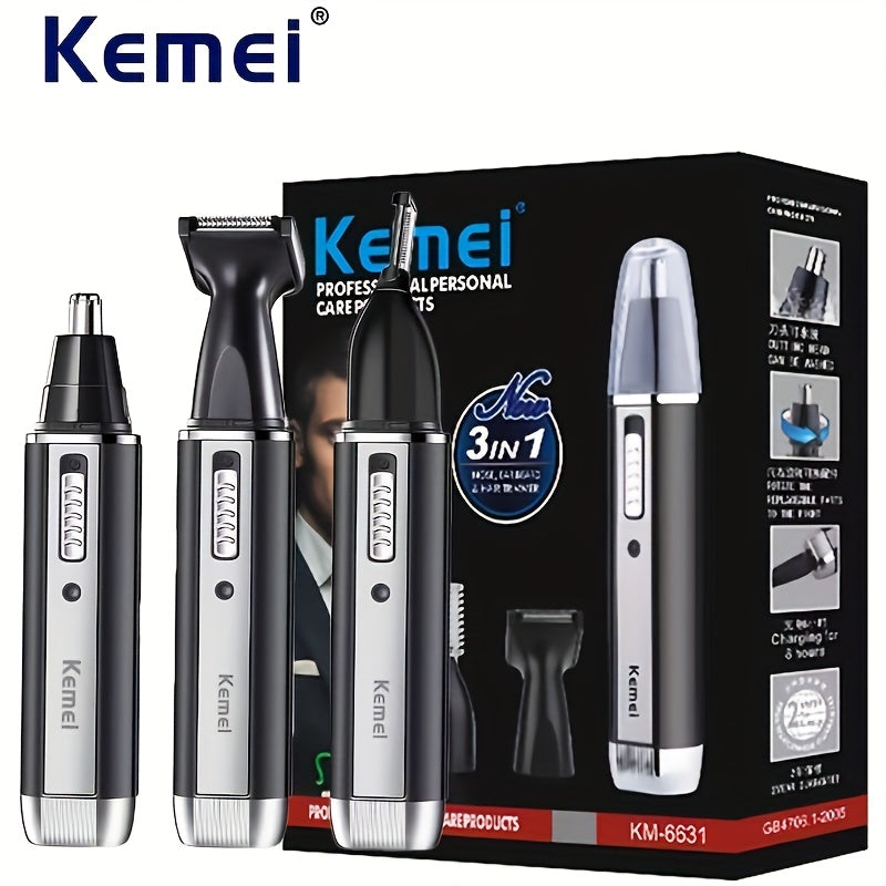 Kemei 4-in-1 Professional Grooming Kit, USB Rechargeable Nose & Ear Hair Trimmer, Beard and Eyebrow Razor, Men'S Personal Care Tools with Nickel Battery, ����������ï¿